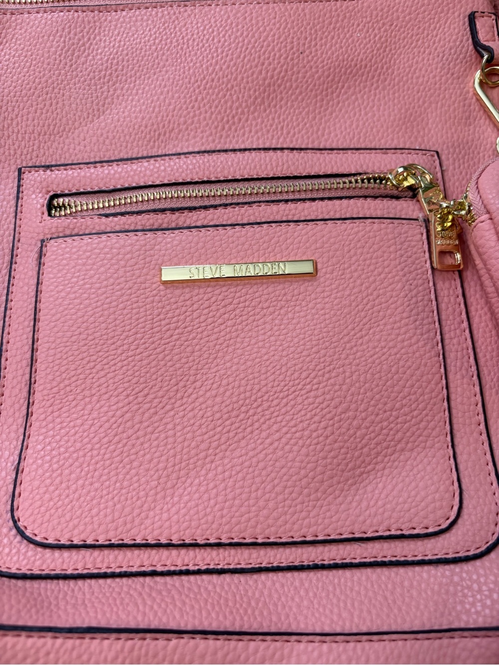 Steve Madden Coral Pink Pebbled Leather Crossbody with Floral Scarf - Picture 2 of 13